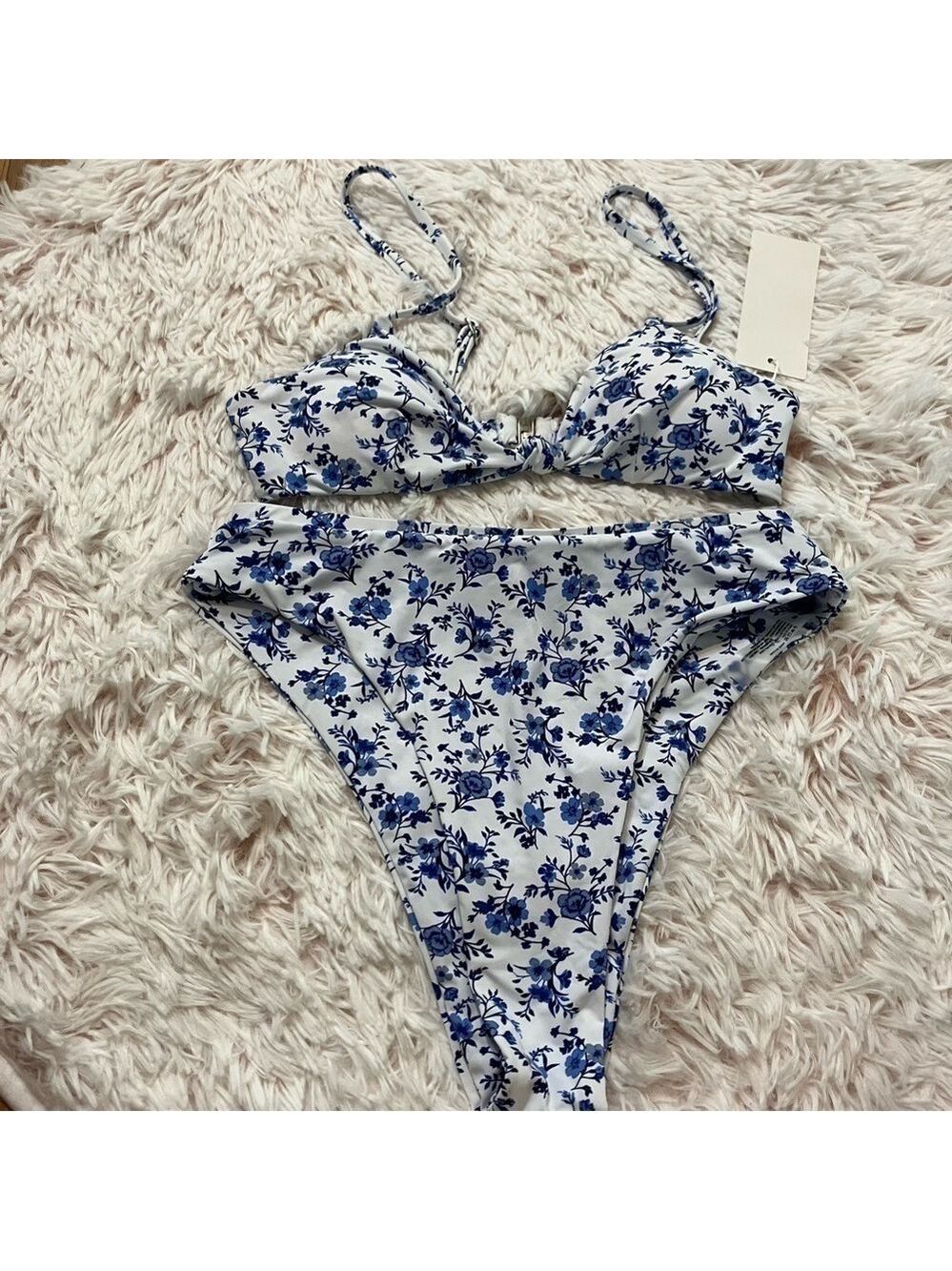 Sunday Brunch White Blue Floral Bikini Set